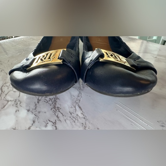 Lauren Ralph Lauren Betty navy blue leather ballet flats - Picture 2 of 10